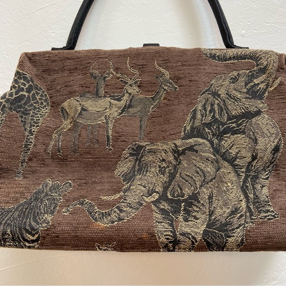 RAVIANI GARLAND WEEKENDER TAPESTRY SAFARI ANIMAL CARPET SHOULDER BAG PURSE - Picture 5 of 15